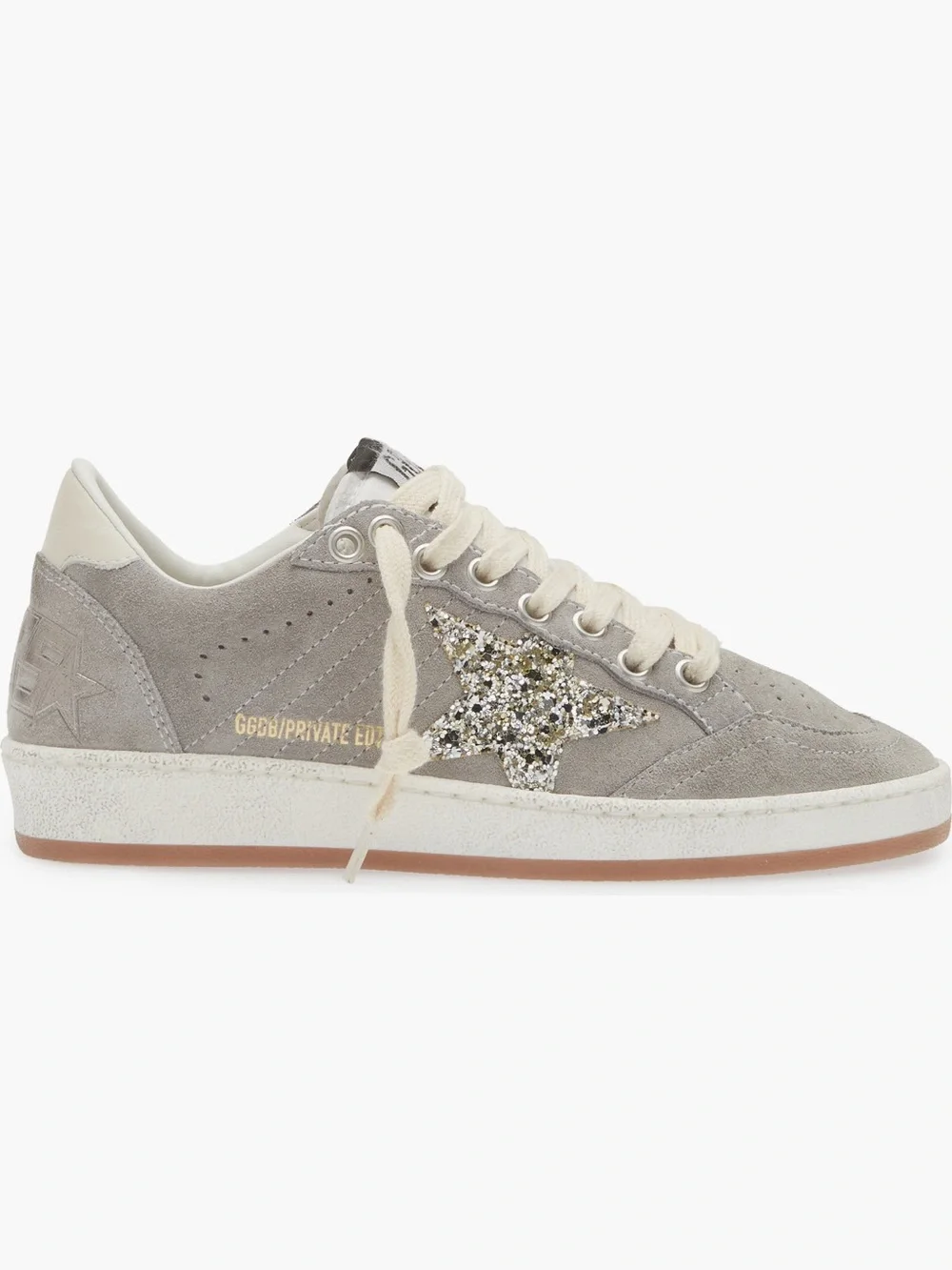 Golden Goose Ball Star Gray Suede with silver glitter star size 38